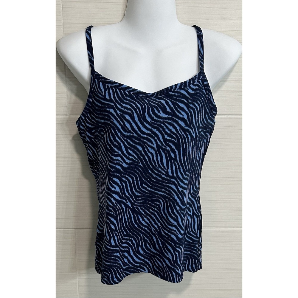 Offline by Aerie Blue Tiger Print Racerback Tankini Swim L, Beach Pool Swim